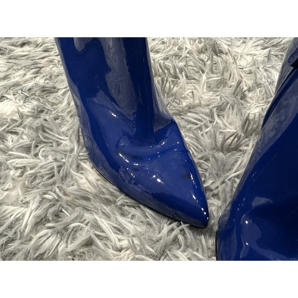 Gucci Blue Patent Leather Pointed Toe Booties 37.5 - Picture 3 of 11